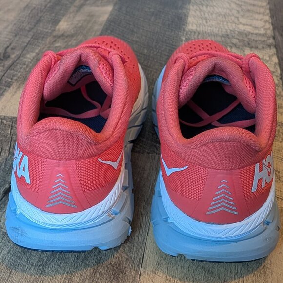 Hoka Clifton 7 Running Shoes Hot Coral Red Orange - Picture 4 of 8